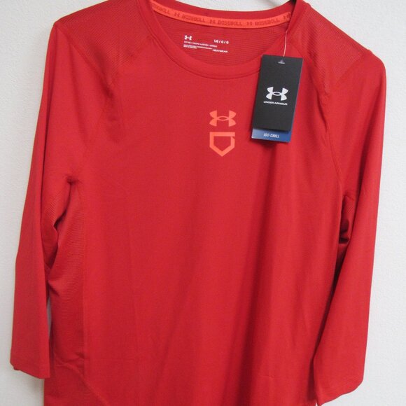 NWT Under Armour Iso-Chill Baseball 3/4 Sleeve Red Fitted T-Shirt Large - Picture 1 of 6
